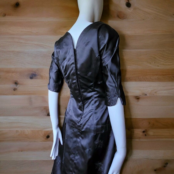 Vintage Black Satin Jacquard Asian Styled Dress E… - image 6