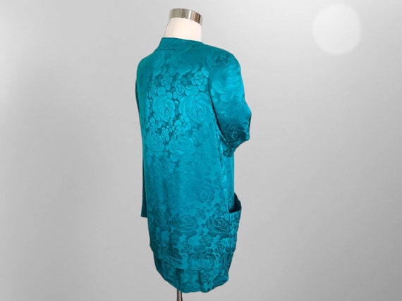 Vintage Pure Silk Suit Dress and Jacket Set Blue … - image 4