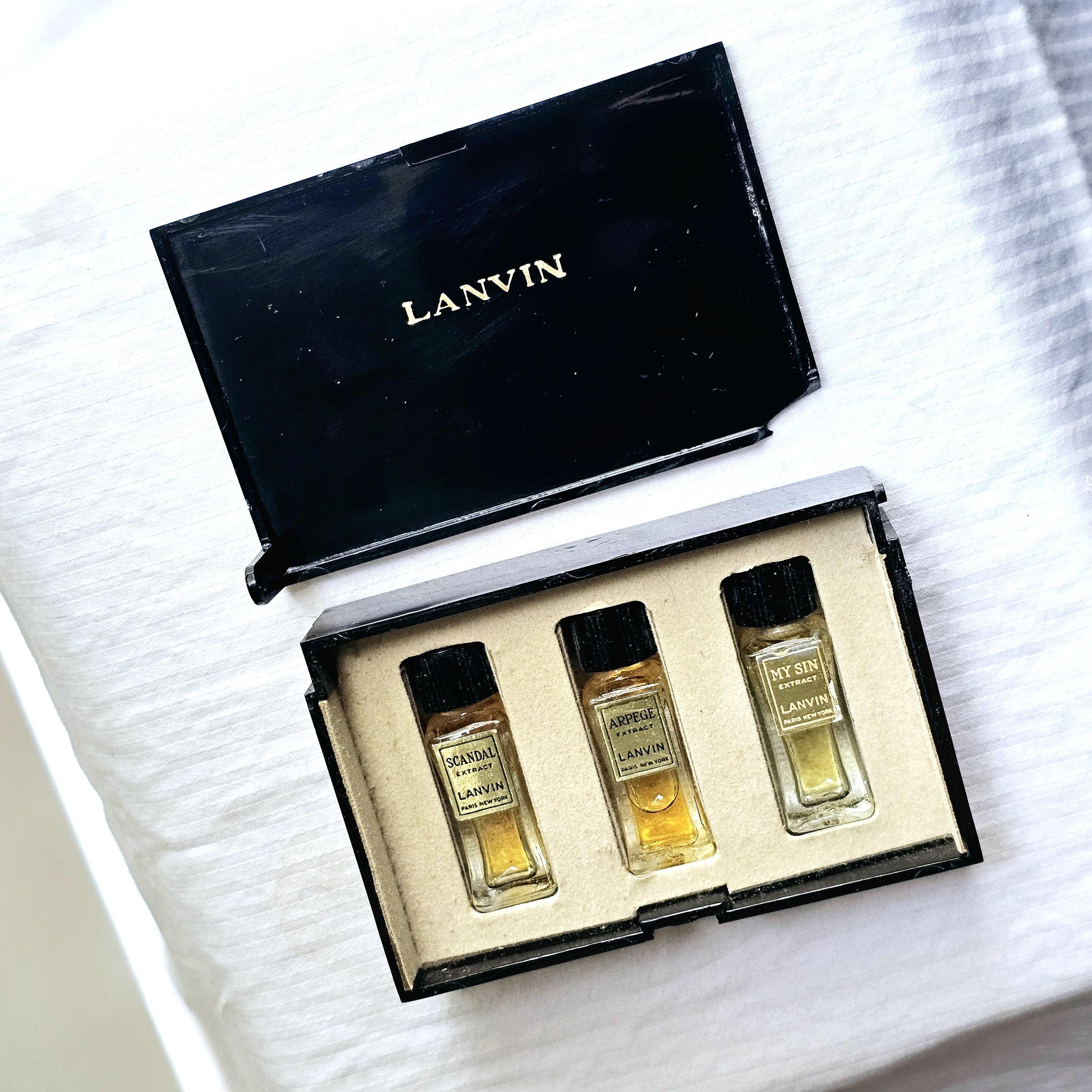 3 Mini Lanvin Extracts: My Sin, Arpage, and Scandal Perfume Bottles Set in Original Casket