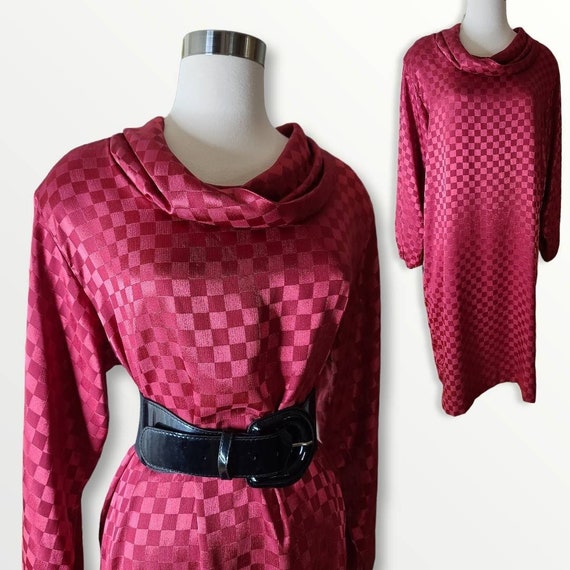 1980s Vintage Halston Dress Blousen Cowl Neck Lon… - image 3