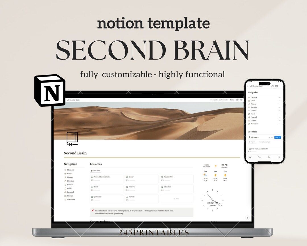 The Ultimate Notion Second Brain - All-in-one Life Planner, Notion ...