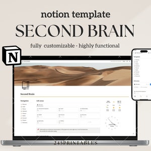 Das ultimative Notion Second Brain - All-In-One-Lebensplaner, Notion Dashboard, bearbeitbare Vorlage Produktion und Organisation, vergessen Sie nie