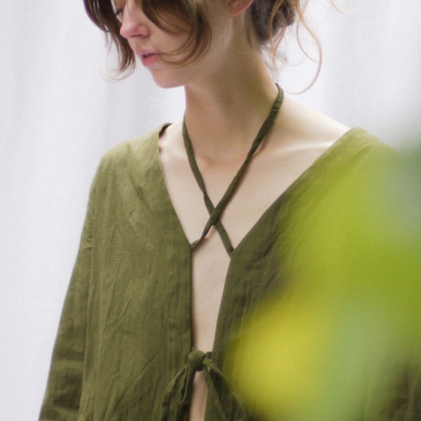 Olive linen top