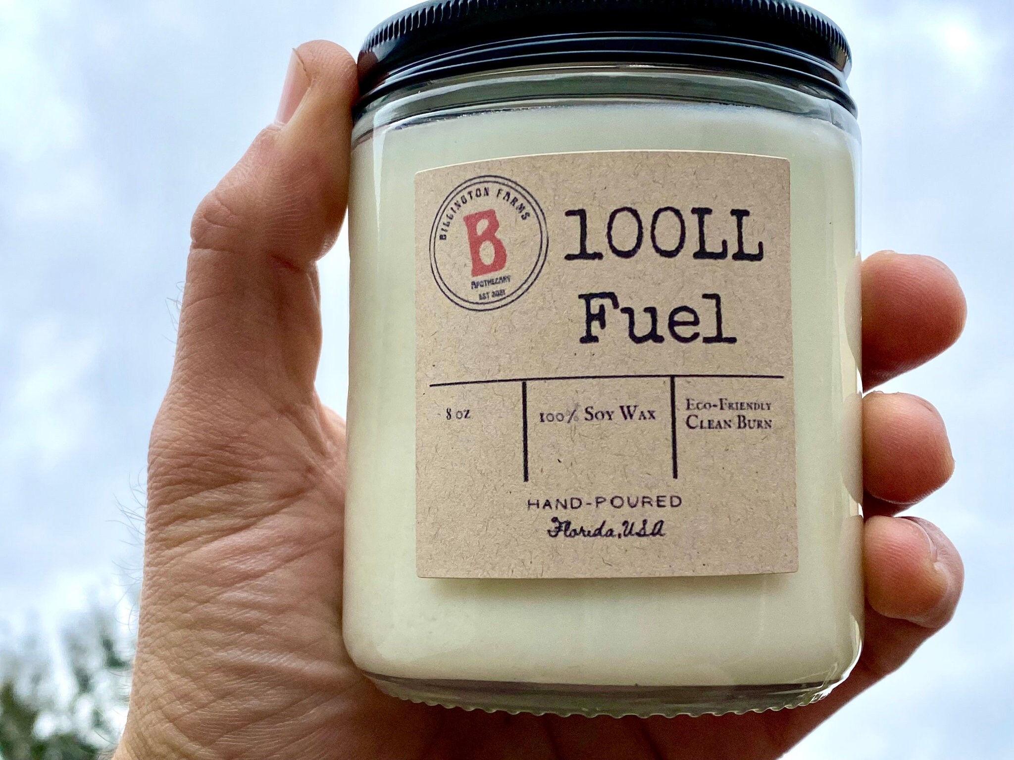 100LL Fuel Scented Candle, 100 Soy Wax Hand Poured Candle, Aviation