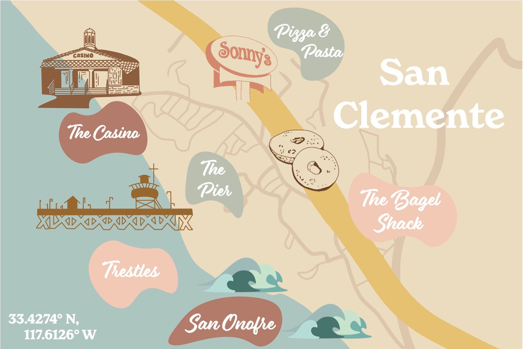 Generic City Map San Clemente CA  Etsy