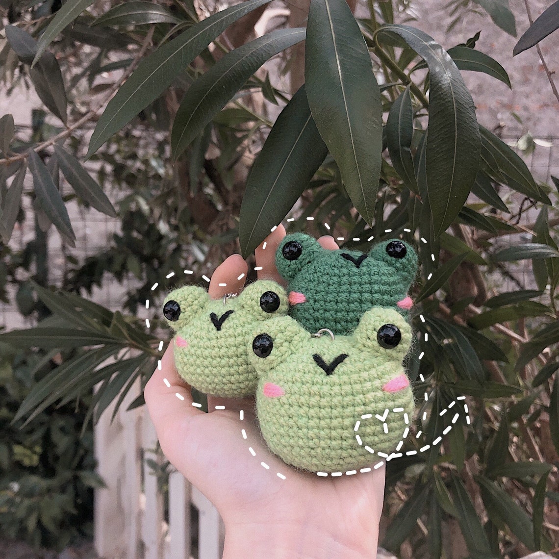 Crochet Frog Keychain Etsy