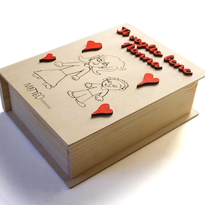 Caixa de livros com título e gráficos personalizados