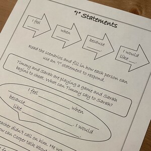 I Statements Practice Worksheet for Effective Communication - Etsy