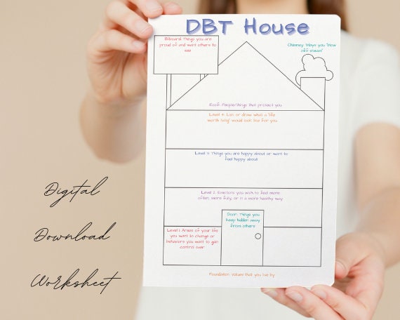 dialectical behavior therapy house worksheet etsy canada