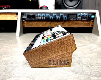 Korg volca solid walnut wood ends stand.  Synth NOT INCLUDED