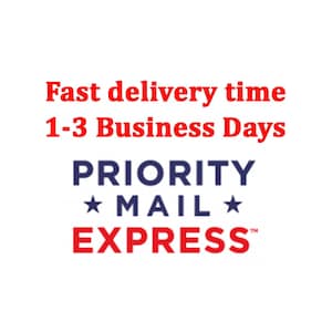 May include: Red text on a white background reads "Fast delivery time 1-3 Business Days" and "PRIORITY MAIL EXPRESS" with a star on either side of "MAIL".