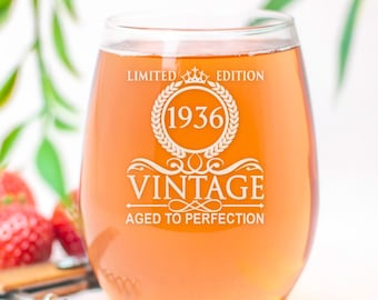 90th Birthday Wine Glass - Aged to Perfection, 1936 Limited Edition