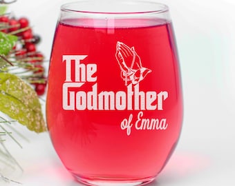 Custom The Godmother 15oz Wine Glass, Special Godparent Gift, Communion Baptism Gift, Will you be my Godmother Gift, Best Gift For Godmother