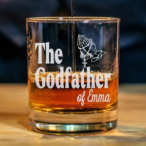 Custom The Godfather Whiskey Glass, Special Godparent Gift, Communion Baptism Gift, Will you be my Godfather Gift - Best Gift For Godfather