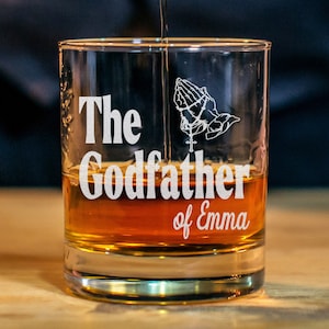 Custom The Godfather Whiskey Glass, Special Godparent Gift, Communion Baptism Gift, Will you be my Godfather Gift - Best Gift For Godfather