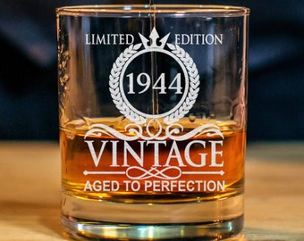 80th Birthday Gift - Age To Perfection Limited Edition - 80th Whiskey Glass - For Anniversary - Birthday Funny Gift - Best Gift For Him, Her