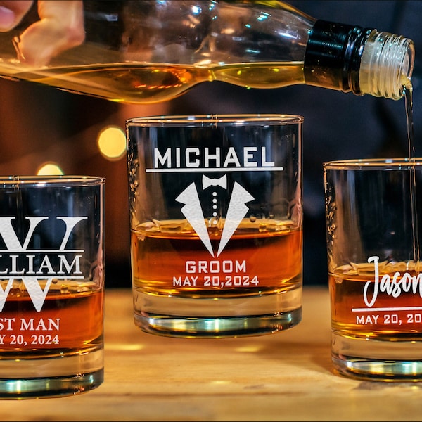 Groomsman 11oz Whiskey Glass, Engraved Old Fashion, Groomsmen Gift Idea, Personalized Groomsman - Best Man Gift, Groomsman Whiskey Drink