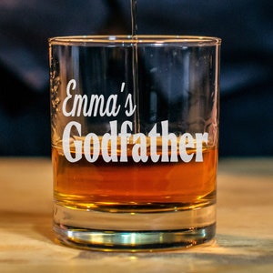 Godfather Whiskey Glass With Custom Name, Special Godparent Gift, Communion Baptism, Will you be my Godfather - Best Gift For Godfather