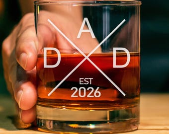 New Dad Whisky - glas gegraveerd met stenen, eerste cadeau voor vader