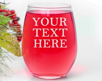 Personalized Stemless Wine Glass - Engraved Custom Glassware - For Wino Lover - Funny Gif for Birthday, Christmas, Retirement, Groom, Bride