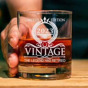 The Legend Has Retired 2023 Whiskey Glass - Limited Edition Retirement For Men & Women – Happy Funny Gag Gifts Idea for Coworkers, Friends