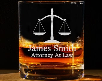 Custom Attorney Scale - Lawyer Gift, Attorney Gift, Law School Gift, For Women, Man, Engraved Custom Whiskey Glass - For Birthday, Christmas
