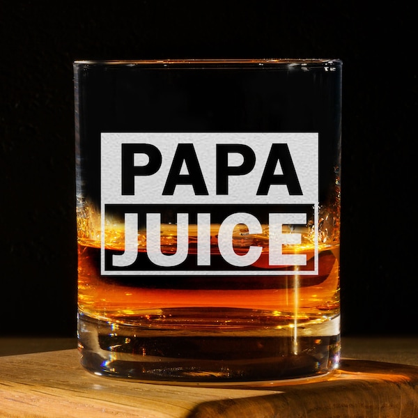 Papa Juice Whiskey Glass - 11oz Engraved Old Fashioned Bourbon Rocks Glass - Special Birthday Gifts Grandpa - Best Fathers Day Gifts