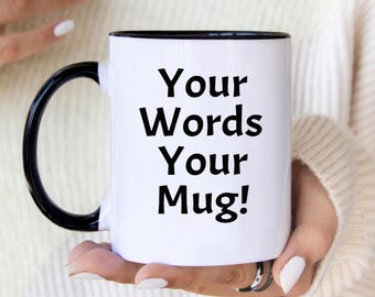 Caneca de café personalizada com texto, presente personalizado, opção com alça preta