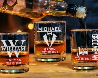 Groomsman 11oz Whiskey Glass, Engraved Old Fashioned Glass, Best-Man Wedding Gift