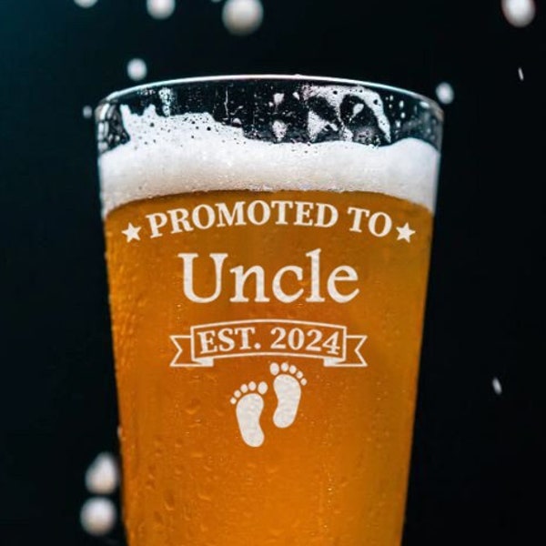 Promoted to Uncle Pint Glass - Pregnancy Announcement Gift