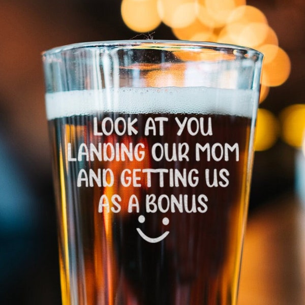 Look At You Landing Our Mom And Getting Us As A Bonus - Funny Step Dad Father's Day Gift, Special Gift Idea For Bonus Dad, Best Stepfather