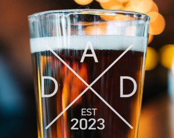 Ny pappa ölglas - Första gången pappa 16oz ölpint - Present till pappa - Pappa etablerad anpassad ölmugg - Personligt glas - Pappapresenter