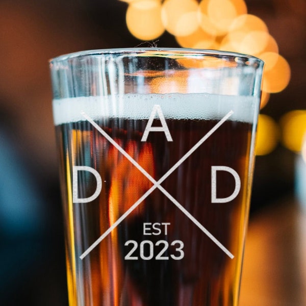 New Dad Beer Glass - First Time Dad 16oz Beer Pint - Gift For Dad - Dad Established Custom Beer Mug - Personalized Glass - Dad Gifts