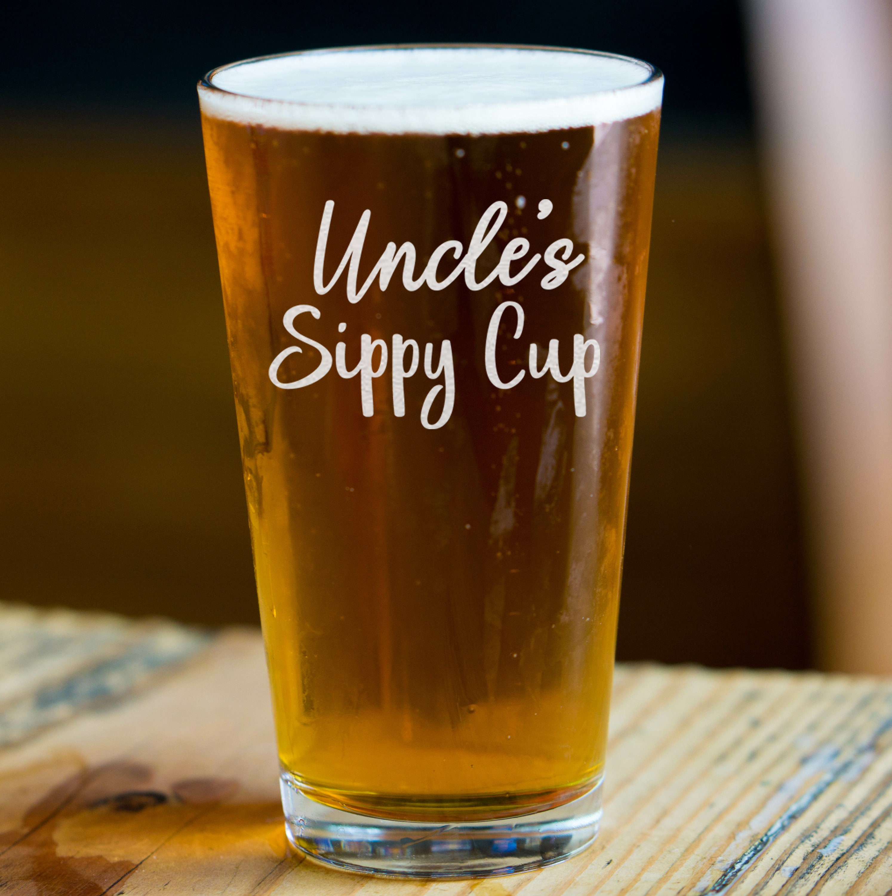 Funny Uncle Beer Glass - 16oz Engraved Pint Glass For Uncle Gifts & Birthday Presents