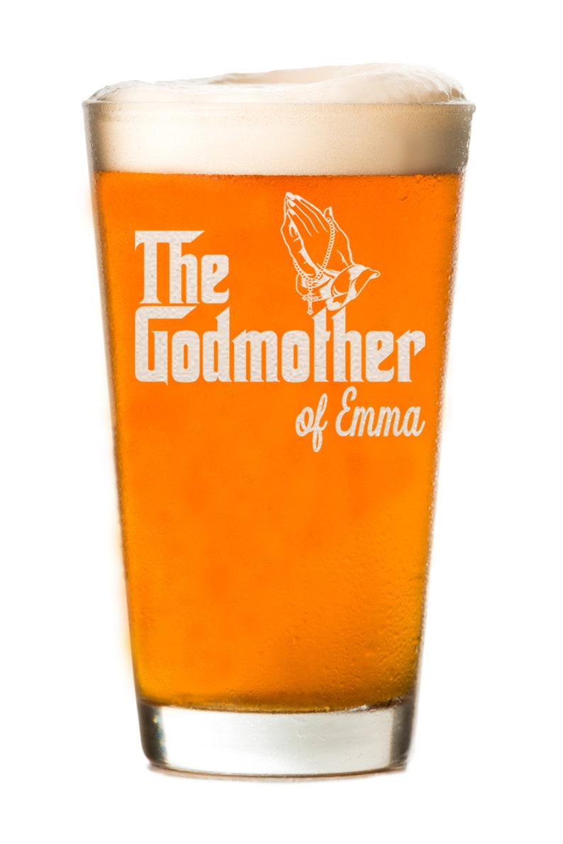 Custom The Godmother Pint Glass, Special Godparent Gift, Beer Glass Communion Baptism Gift, Will you be my Godmother Gift For Godmother image 5