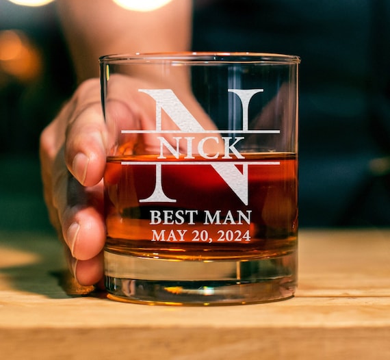 Personalized Whiskey Glass, Groomsman Gift, Best Man Gift, Engraved Old Fashion Glass, Wedding Party Gift, Custom Whiskey Glass, Groom Gift