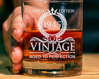 80th Birthday Gift - Age To Perfection Limited Edition - 80th Whiskey Glass - For Anniversary - Birthday Funny Gift - Best Gift For Him, Her