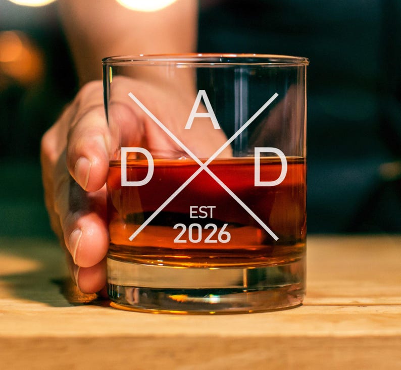 New Dad Whisky Glas - Zum ersten Mal Papa - Geschenk für Papa - Papa hergestellt kundenspezifisch - personalisierte Papa Geschenke - 2021, 2022, 2023, 2024, 2025 Bild 3