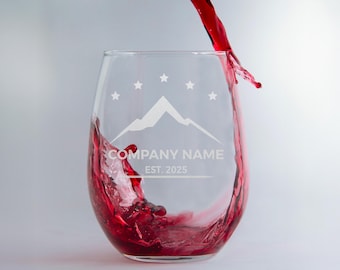 Personalized Engraved Wine Glass, Custom Logo Glassware, Corporate Gift