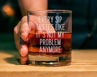 Funny Text Whiskey Glass for Men & Women, Hilarious Farewell Ideas from Coworkers, Best Happy Retirement Gift Ideas, Sarcastic Gift