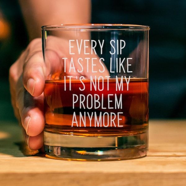 Funny Text Whiskey Glass for Men & Women, Hilarious Farewell Ideas from Coworkers, Best Happy Retirement Gift Ideas, Sarcastic Gift