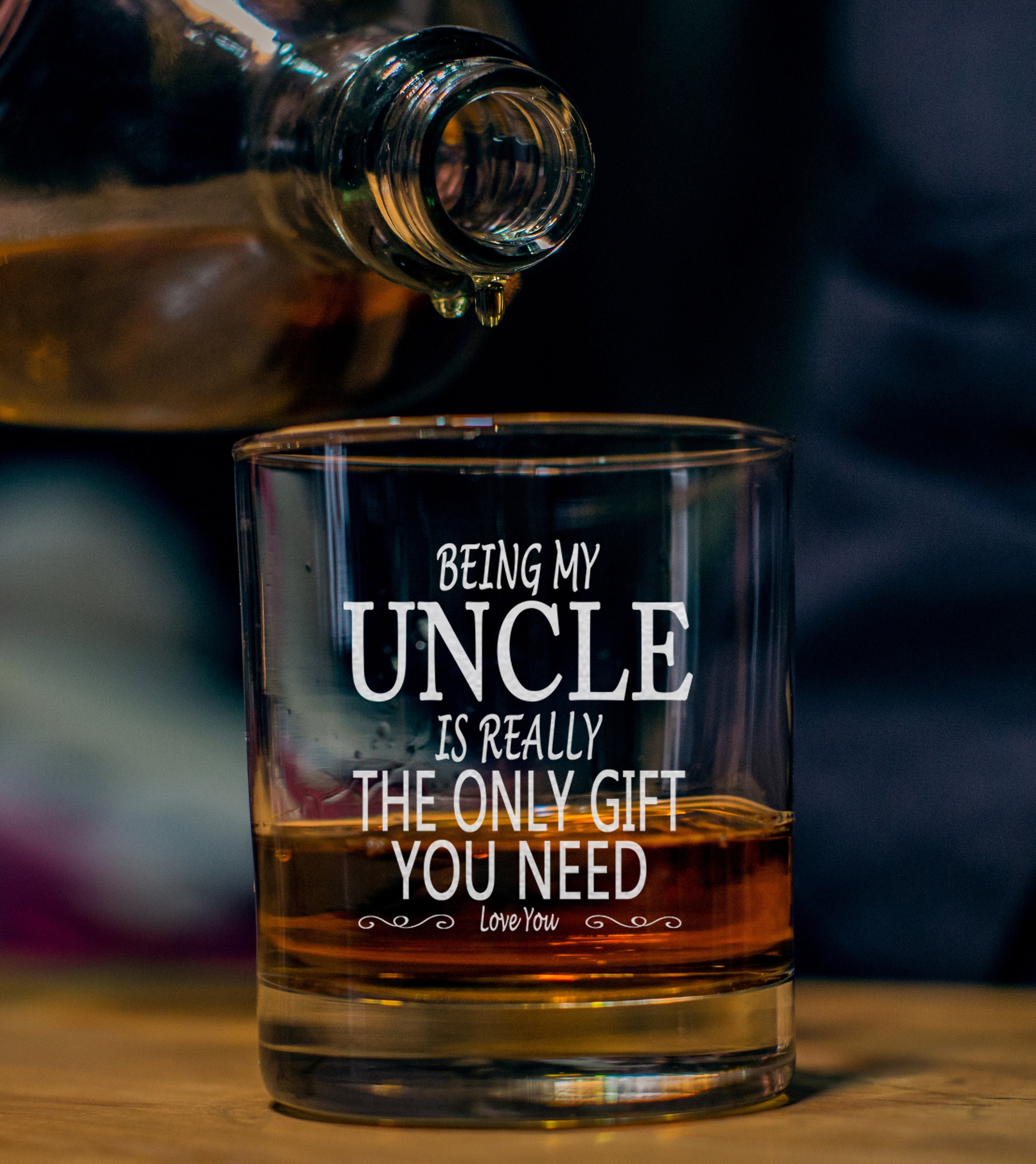 Bicchiere Da Whisky Per Zio – Regalo Umoristico Con Scritta Incisa, 290ml, Vetro Borosilicato, Ideale Per Compleanno/Natale