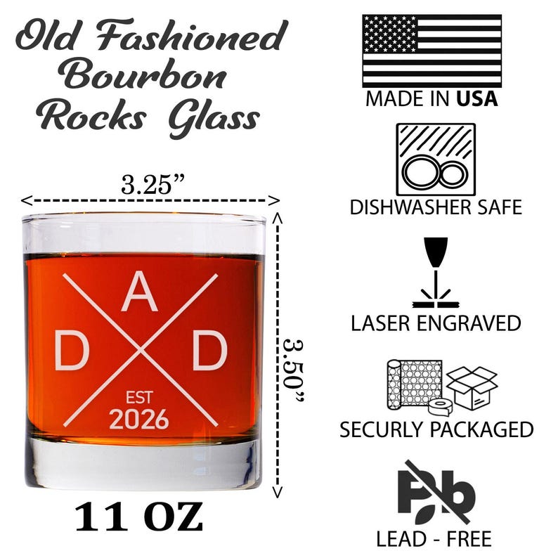New Dad Whisky Glas - Zum ersten Mal Papa - Geschenk für Papa - Papa hergestellt kundenspezifisch - personalisierte Papa Geschenke - 2021, 2022, 2023, 2024, 2025 Bild 2