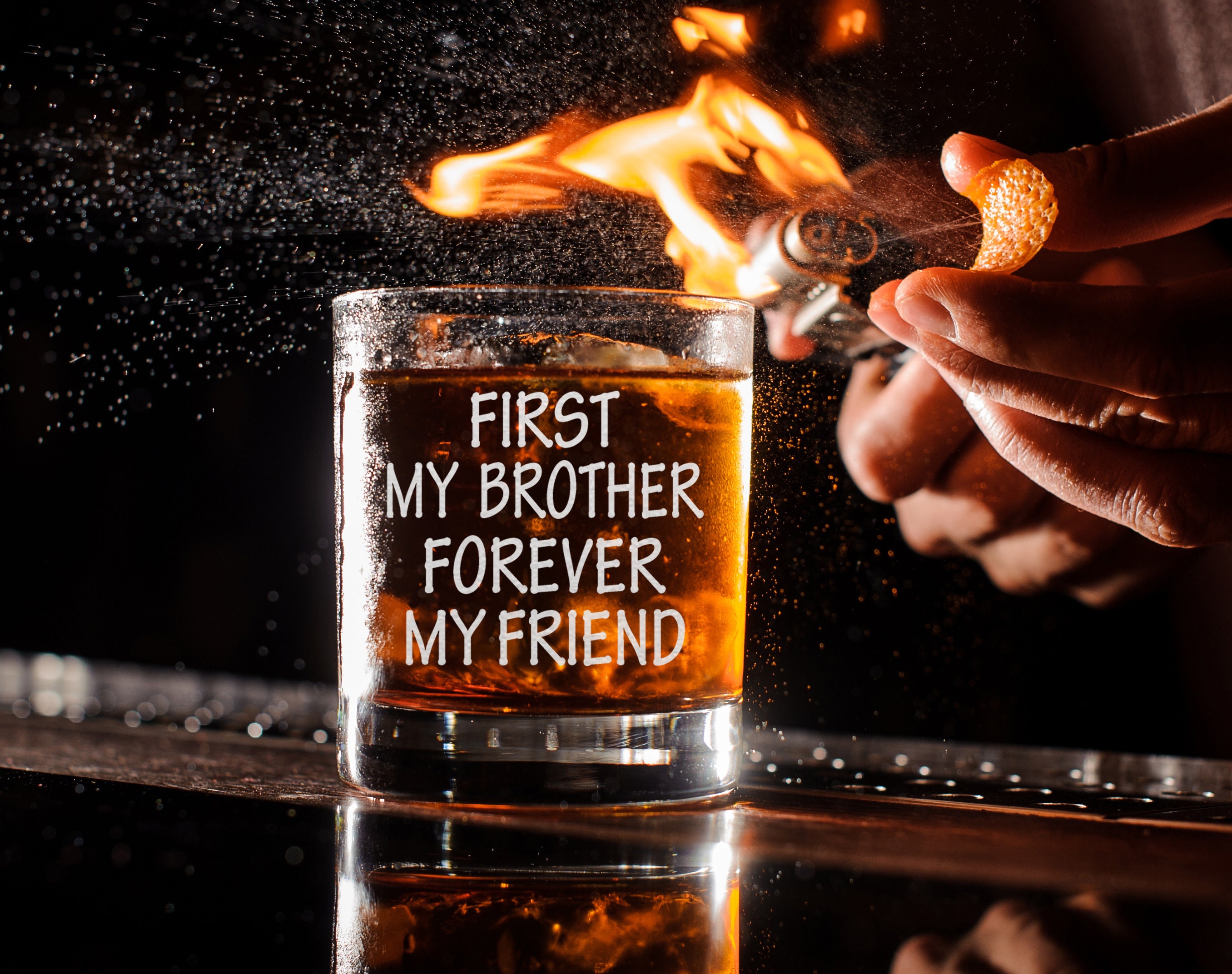 First My Brother Forever My Friend Whiskey Glass Funny Gift 