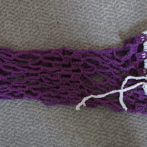Purple mesh crocheted market bag