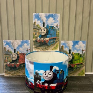 Thomas the Tank Engine Handmade Lampshade | Ceiling or Table Lamp Shade plus Matching A4 Wall Art Set