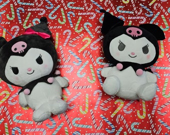 Kuromi Plush - Soft Large Black and Pink Stuffed Animal, Perfect Gift for Anime Fans, Kawaii Room Decor