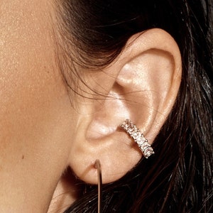 Perfect shiny silver cuff. Ear hole not needed. Sterling 925 silver cuff for everyday. Diamond cuff. Zirconia cuff.