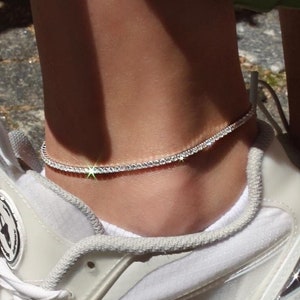 Stunning tennis anklet. Sterling silver 925 anklet with white high carbon diamonds.