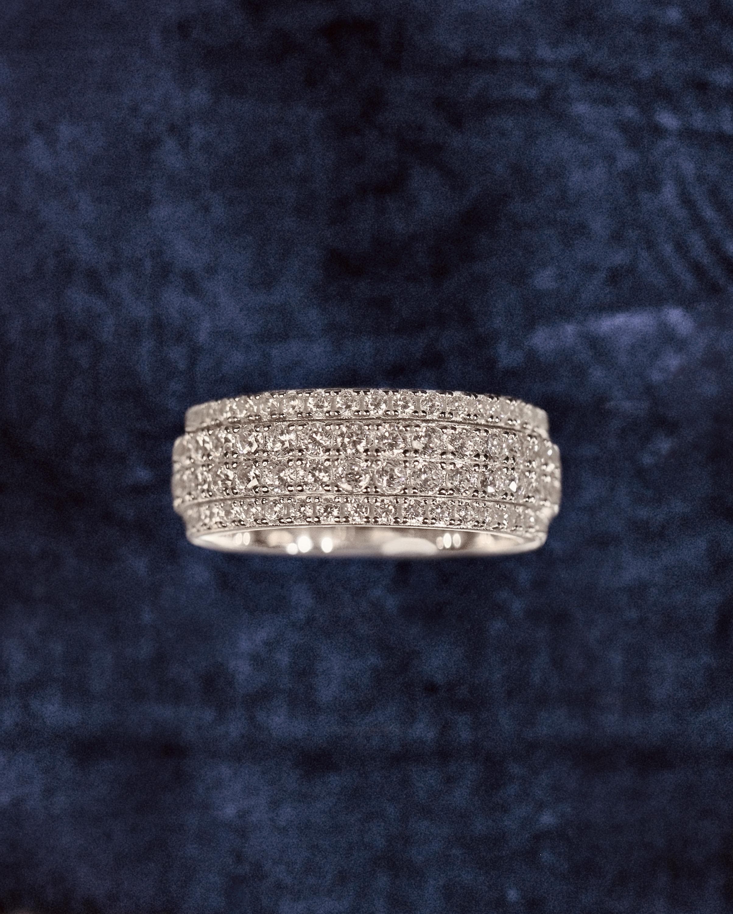 Spinning Diamond Ring: Rhodium-plated Sterling Silver Fidget Jewelry - Etsy